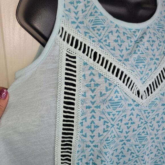 Cruel Girl Denim Western Tank top Crochet Trim Light Blue size XS - Picture 5 of 8